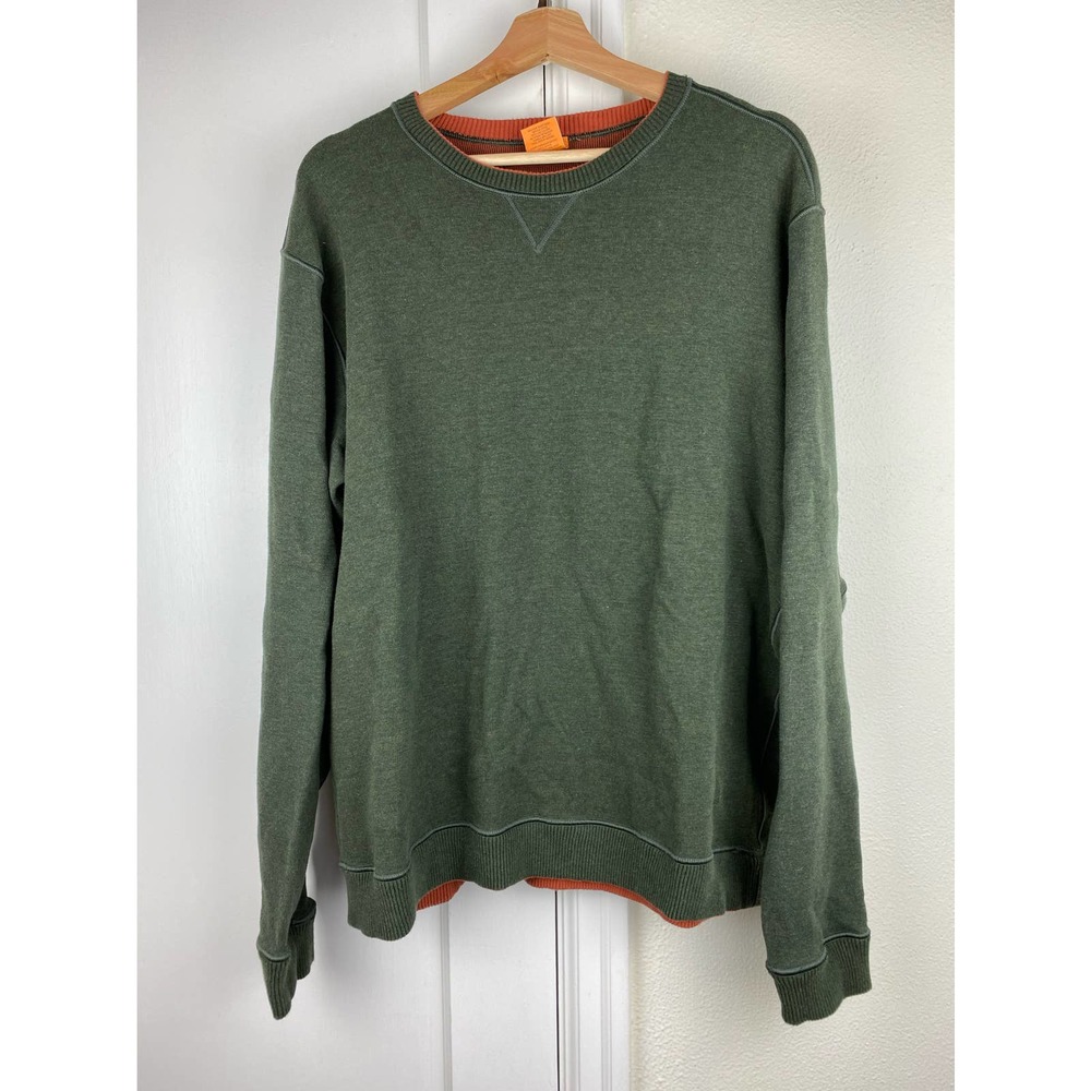 Tailor Vintage Men's Size L Olive Green 100% Cotton Long Sleeve Pullover Sweater